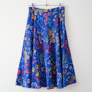 Vintage Blue Floral Skirt, Size S